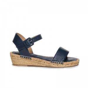 Sandalias Cuña Bernardo Madrid Espadrille Mujer Azul Marino | RAU1625AV