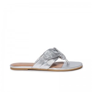 Sandalias Deslizantes Bernardo Harmony Thong Mujer Plateados | BDL4357HQ