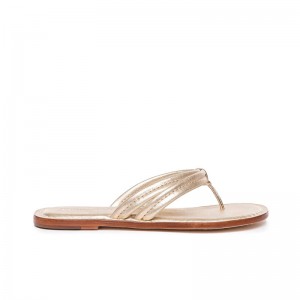 Sandalias Deslizantes Bernardo Miami Thong Mujer Dorados | KSE9366PM
