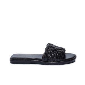 Sandalias Deslizantes Bernardo Troy Woven Mujer Negros | JDR294LU