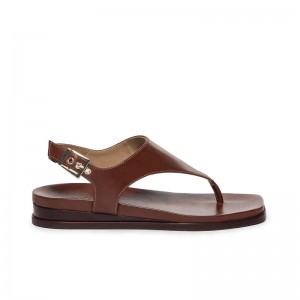 Sandalias Planas Bernardo Concord Thong Mujer Chocolate | JEO325SJ