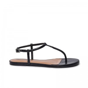 Sandalias Planas Bernardo Haven Thong Mujer Negros | RLC5924HA