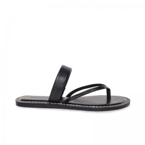 Sandalias Planas Bernardo Leia Thong Mujer Negros | TGH3126RL