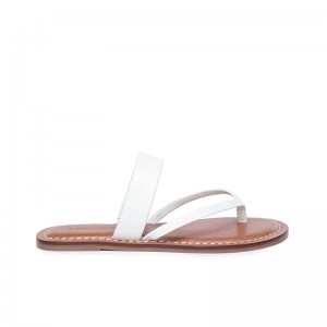Sandalias Planas Bernardo Leia Thong Mujer Blancos | FDO419MI