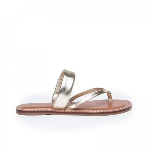 Sandalias Planas Bernardo Leia Thong Mujer Dorados | MEW4344ZS