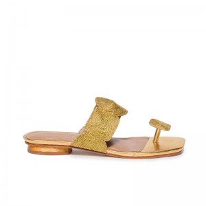 Sandalias Planas Bernardo Palermo Mujer Dorados | ZDI2391LW