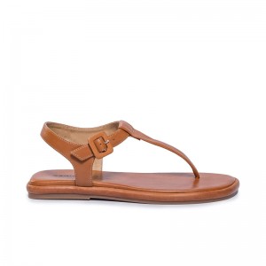 Sandalias Planas Bernardo Tucson T-Strap Mujer Marrom Oscuro | OJC1363QS