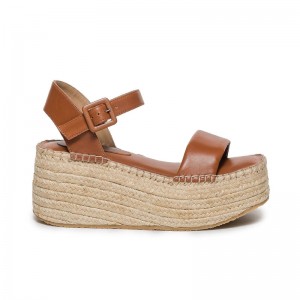 Sandalias Plataforma Bernardo Mallorca Espadrille Mujer Marrom Oscuro | SKM1856XZ