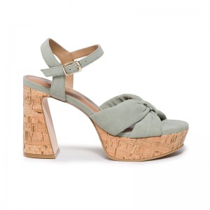 Sandalias Plataforma Bernardo Veronika Mujer Verdes Claro | GEK962UH