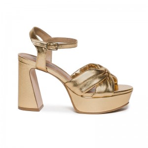 Sandalias Plataforma Bernardo Veronika Mujer Dorados | IMX9941ZQ