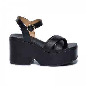 Sandalias Plataforma Bernardo Weston Mujer Negros | BSB3883ZJ