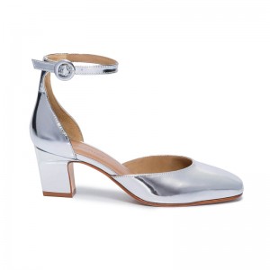 Tacones Bernardo Remy Mary Jane Mujer Plateados | MSE9190IX