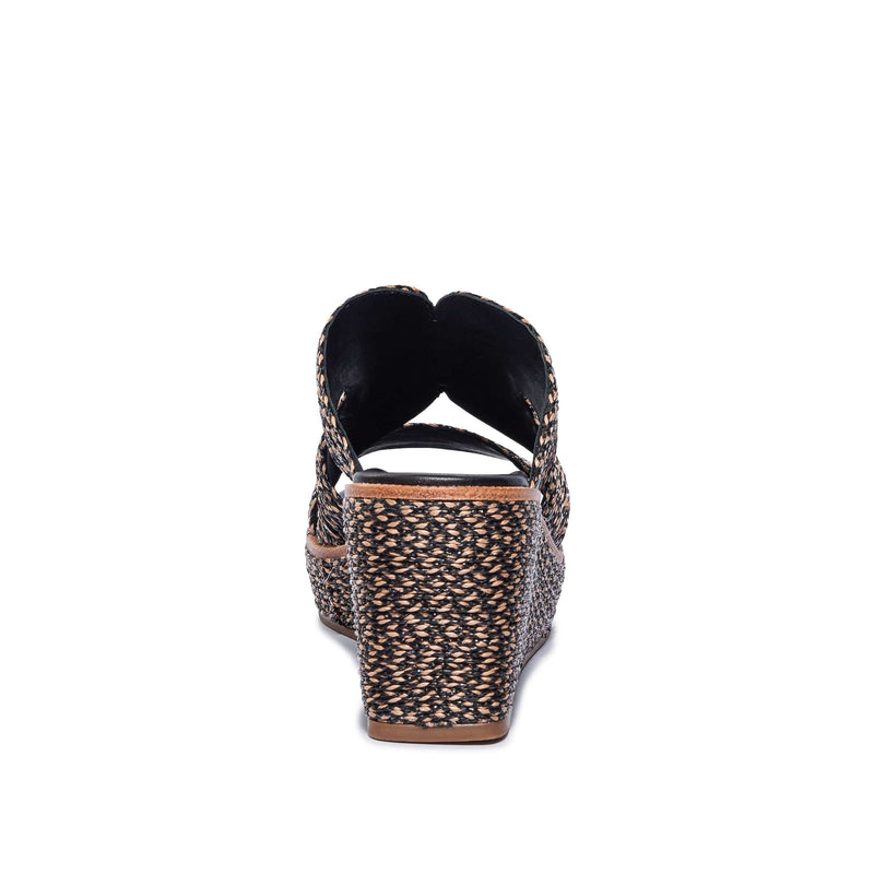 Sandalias Cuña Bernardo Kaian Raffia Mujer Negros Marrom | IMA9141VG
