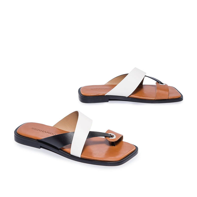 Sandalias Deslizantes Bernardo Amelia Cross Strap Mujer Negros Blancos | BGA8760JK