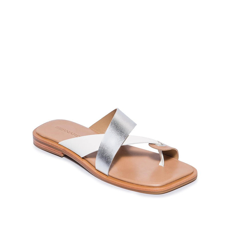 Sandalias Deslizantes Bernardo Amelia Cross Strap Mujer Plateados Blancos | DFO3724OO