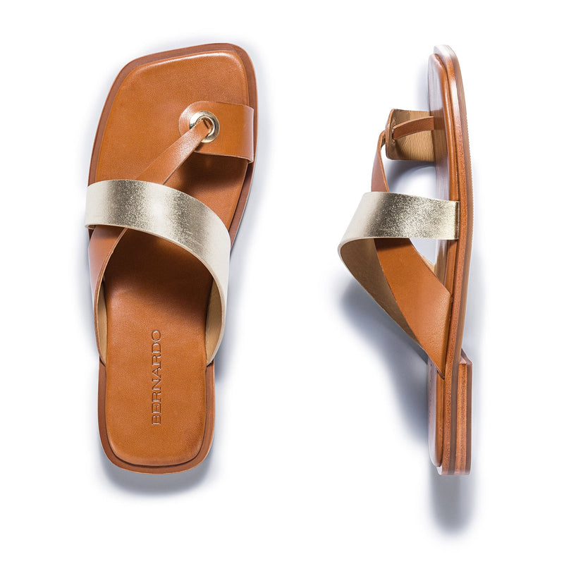 Sandalias Deslizantes Bernardo Amelia Cross Strap Mujer Dorados Marrom | OXI612ZR