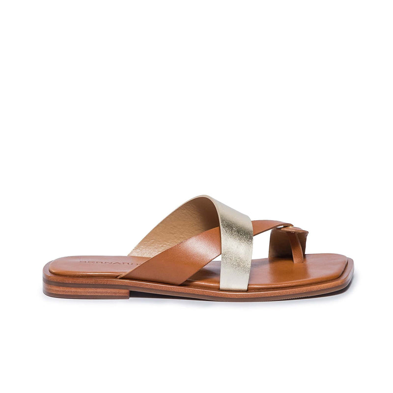 Sandalias Deslizantes Bernardo Amelia Cross Strap Mujer Dorados Marrom | OXI612ZR