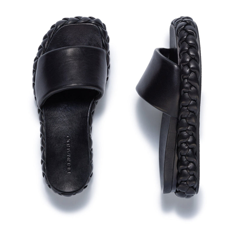 Sandalias Deslizantes Bernardo Charleston Braided Mujer Negros | NFH8310MN