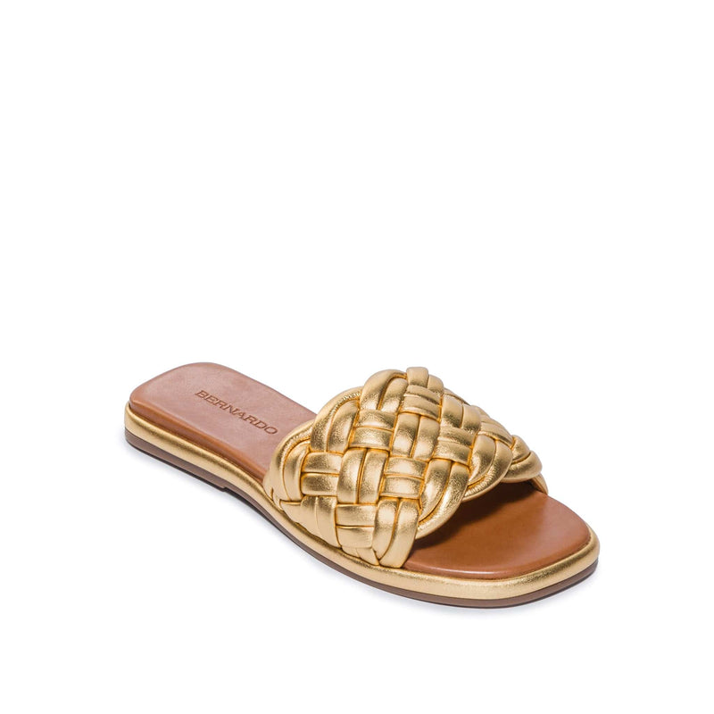 Sandalias Deslizantes Bernardo Troy Woven Mujer Dorados | GRC9482EN
