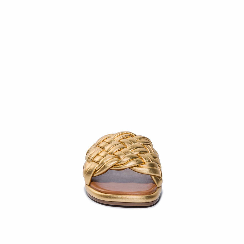 Sandalias Deslizantes Bernardo Troy Woven Mujer Dorados | GRC9482EN