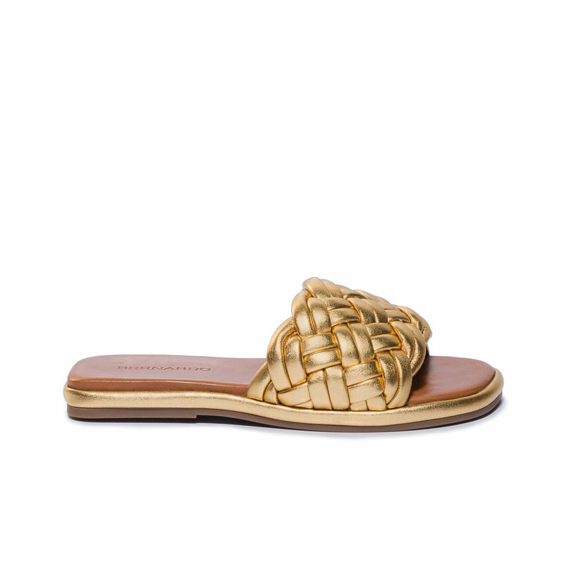 Sandalias Deslizantes Bernardo Troy Woven Mujer Dorados | GRC9482EN