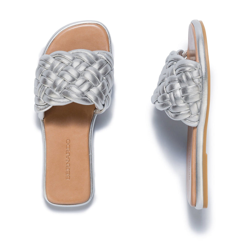 Sandalias Deslizantes Bernardo Troy Woven Mujer Plateados | IRS634GM