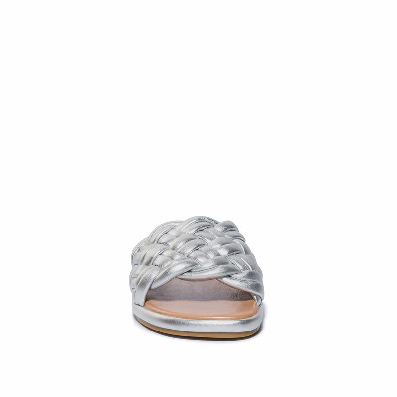 Sandalias Deslizantes Bernardo Troy Woven Mujer Plateados | IRS634GM