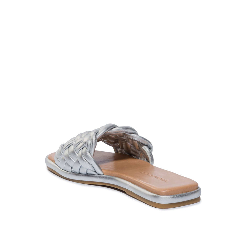 Sandalias Deslizantes Bernardo Troy Woven Mujer Plateados | IRS634GM