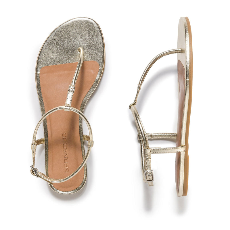 Sandalias Planas Bernardo Haven Thong Mujer Dorados | PLH7586OY