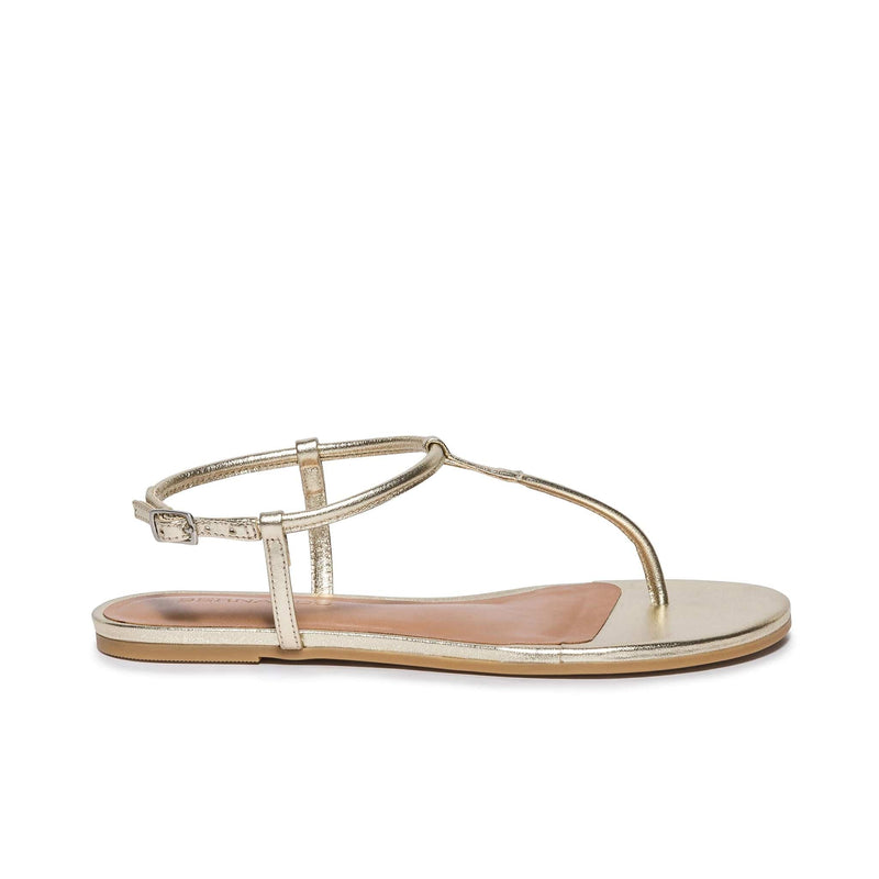 Sandalias Planas Bernardo Haven Thong Mujer Dorados | PLH7586OY