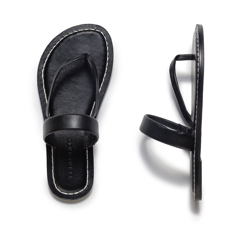 Sandalias Planas Bernardo Leia Thong Mujer Negros | TGH3126RL