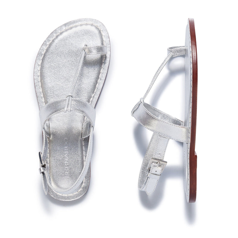 Sandalias Planas Bernardo Maverick 2 Toe Ring Mujer Plateados | VRO9293BO