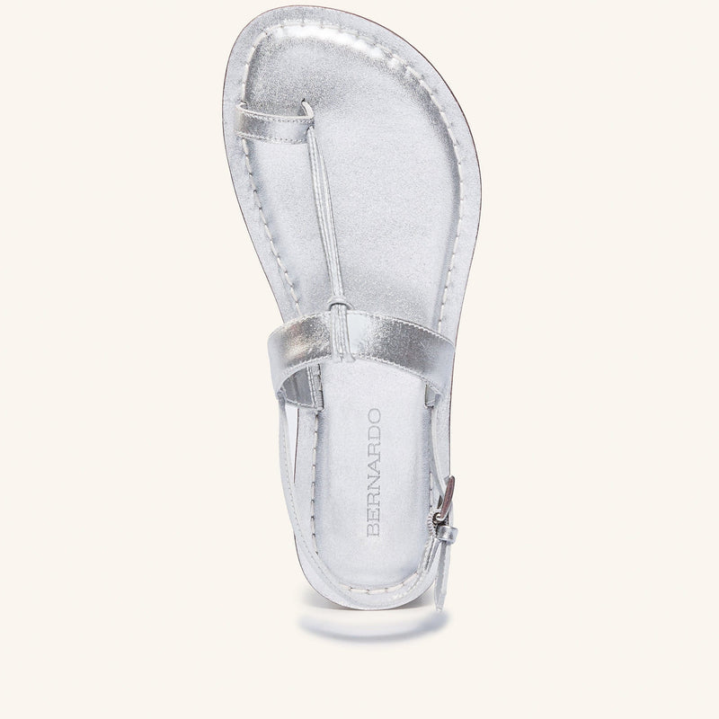 Sandalias Planas Bernardo Maverick 2 Toe Ring Mujer Plateados | VRO9293BO