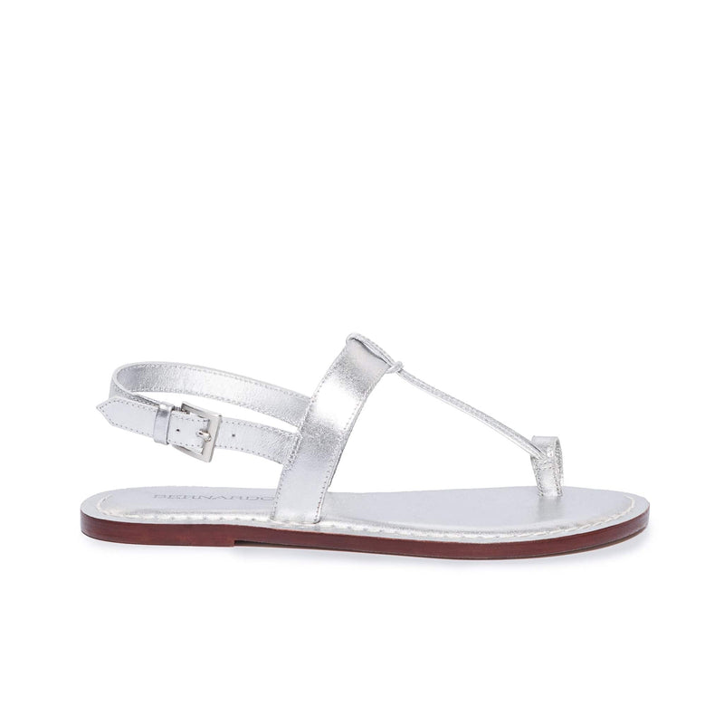Sandalias Planas Bernardo Maverick 2 Toe Ring Mujer Plateados | VRO9293BO