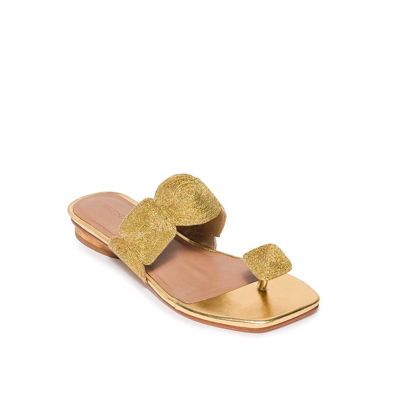 Sandalias Planas Bernardo Palermo Mujer Dorados | ZDI2391LW