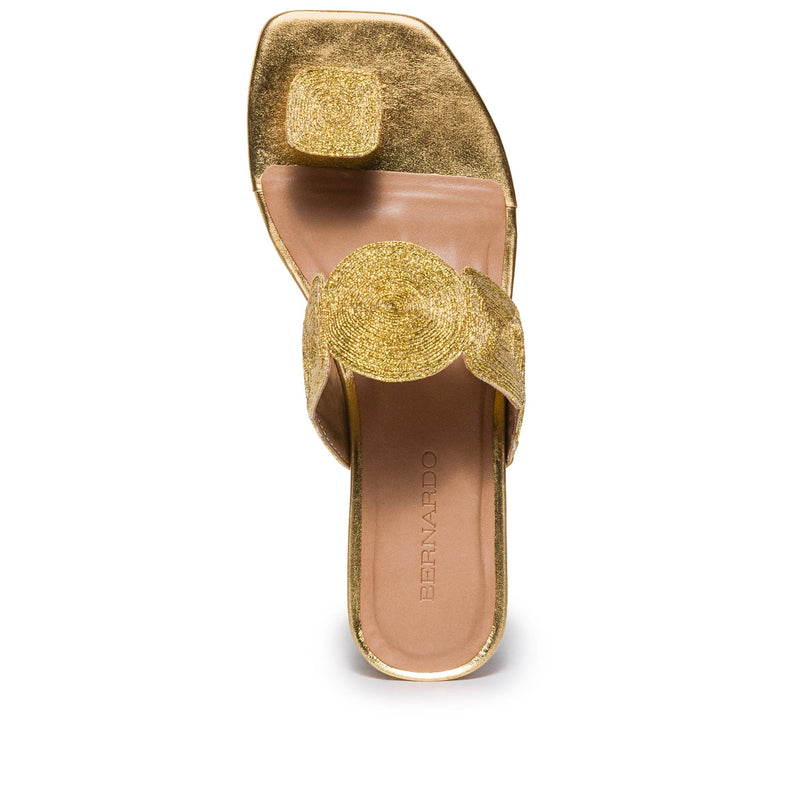 Sandalias Planas Bernardo Palermo Mujer Dorados | ZDI2391LW