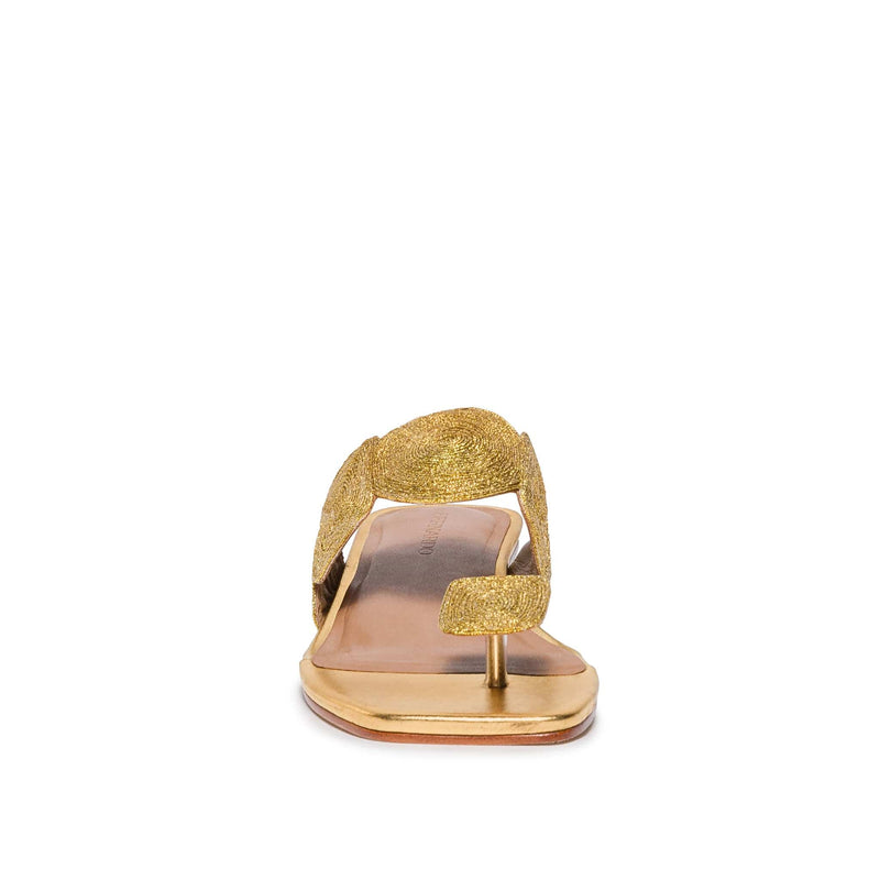 Sandalias Planas Bernardo Palermo Mujer Dorados | ZDI2391LW