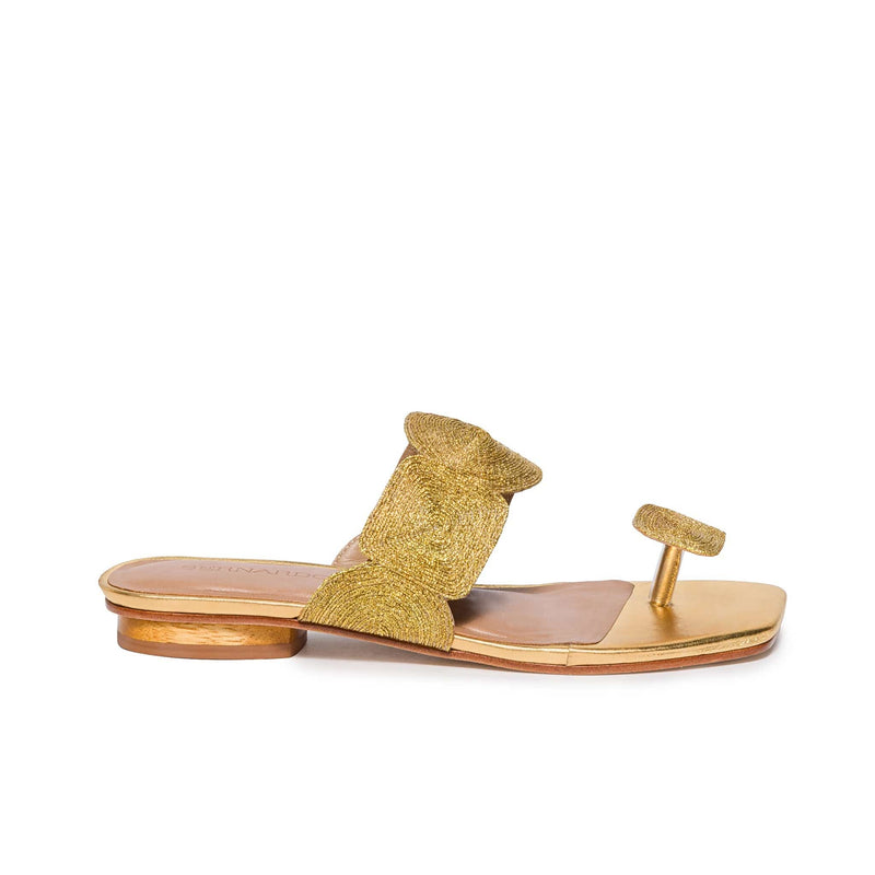 Sandalias Planas Bernardo Palermo Mujer Dorados | ZDI2391LW