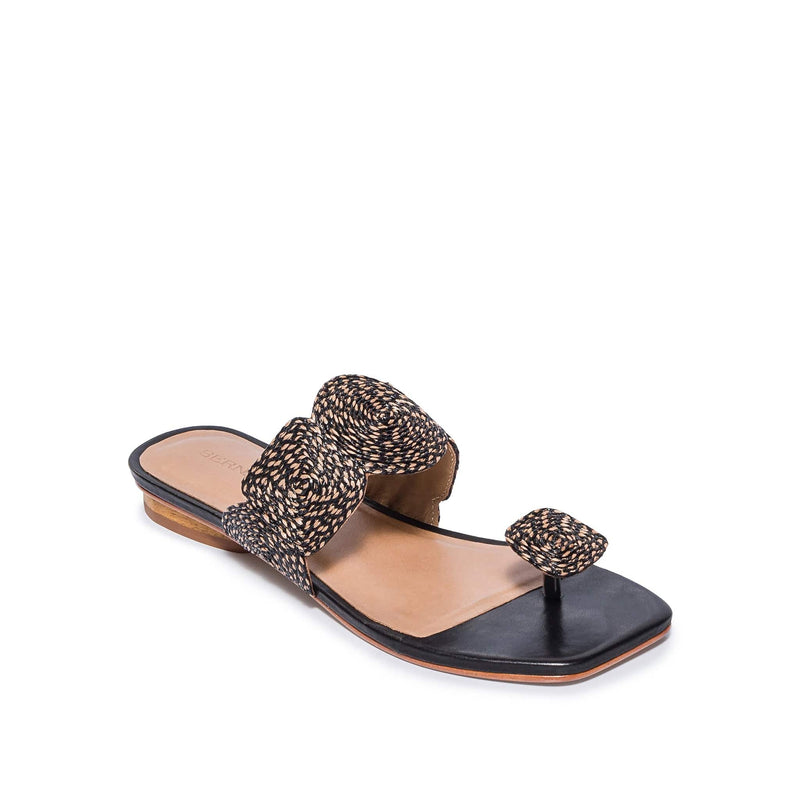 Sandalias Planas Bernardo Palermo Raffia Mujer Negros | AVX1570UI