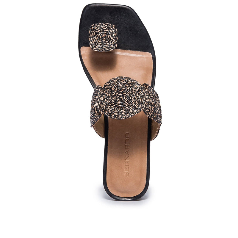 Sandalias Planas Bernardo Palermo Raffia Mujer Negros | AVX1570UI