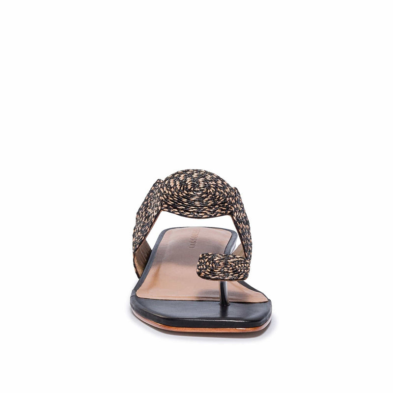 Sandalias Planas Bernardo Palermo Raffia Mujer Negros | AVX1570UI