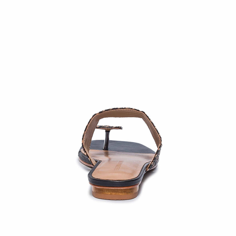 Sandalias Planas Bernardo Palermo Raffia Mujer Negros | AVX1570UI