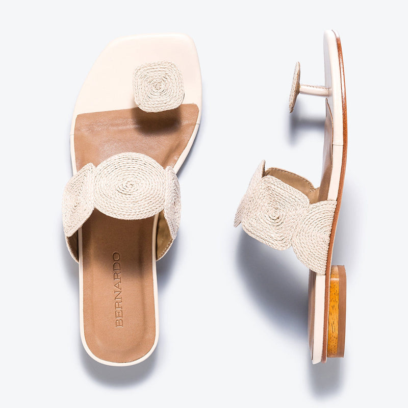 Sandalias Planas Bernardo Palermo Raffia Mujer Blancos | UBW7952OG