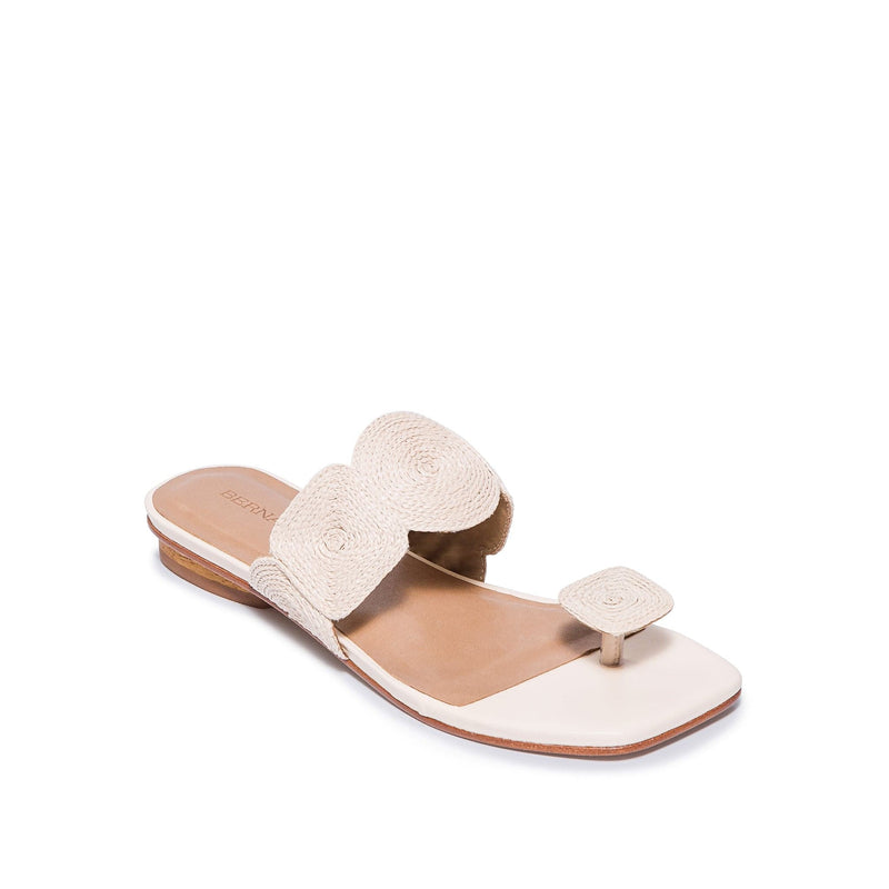 Sandalias Planas Bernardo Palermo Raffia Mujer Blancos | UBW7952OG