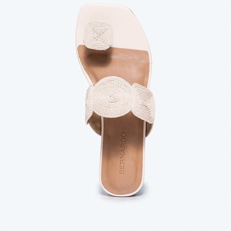 Sandalias Planas Bernardo Palermo Raffia Mujer Blancos | UBW7952OG
