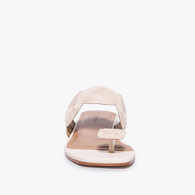 Sandalias Planas Bernardo Palermo Raffia Mujer Blancos | UBW7952OG