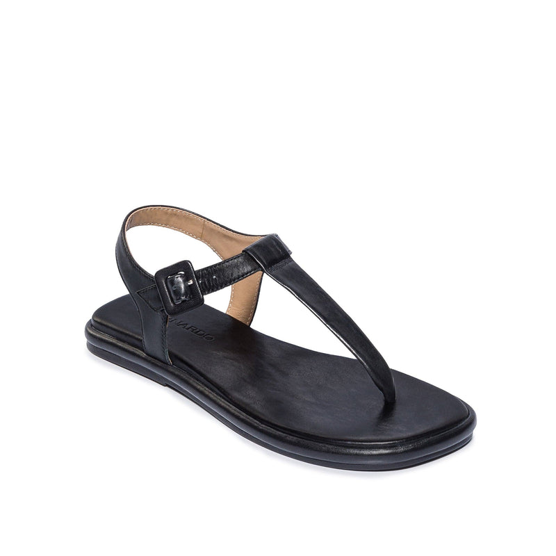 Sandalias Planas Bernardo Tucson T-Strap Mujer Negros | LQP1015BS