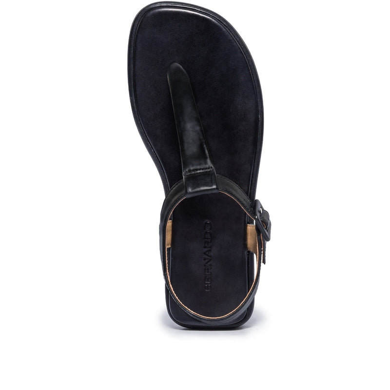 Sandalias Planas Bernardo Tucson T-Strap Mujer Negros | LQP1015BS