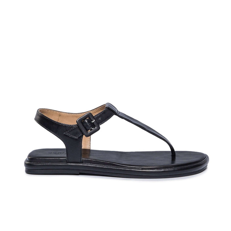 Sandalias Planas Bernardo Tucson T-Strap Mujer Negros | LQP1015BS