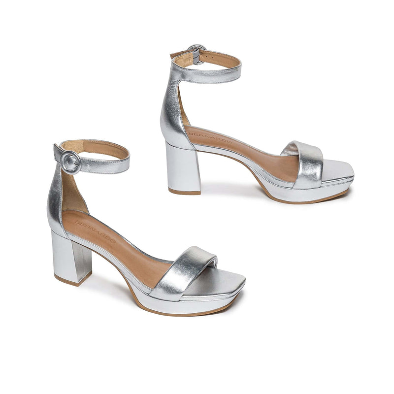 Sandalias Plataforma Bernardo Carla Mujer Plateados | ZBD983QR